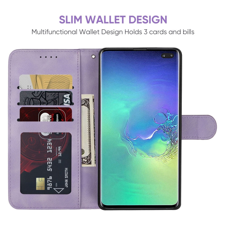 For Samsung Galaxy S10+ Skin Feel Geometric Lines Leather Phone Case