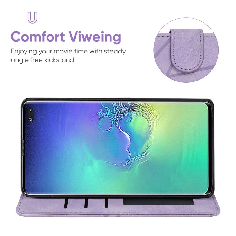 For Samsung Galaxy S10+ Skin Feel Geometric Lines Leather Phone Case