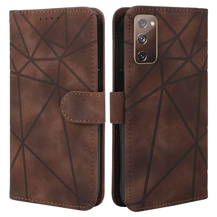 For Samsung Galaxy S20 FE Skin Feel Geometric Lines Leather Phone Case