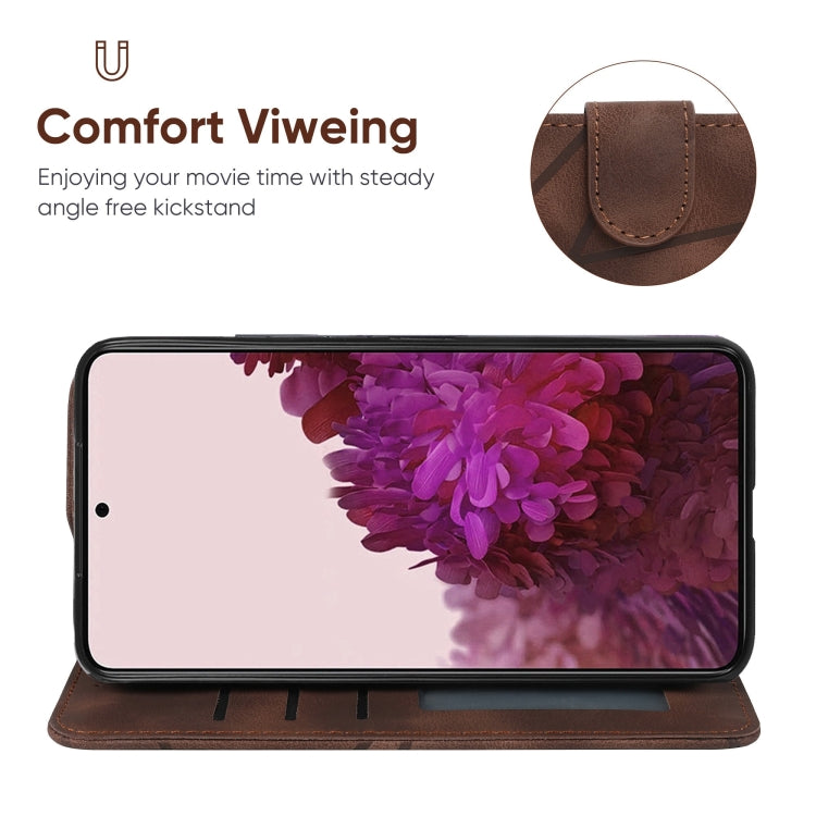 For Samsung Galaxy S20 FE Skin Feel Geometric Lines Leather Phone Case