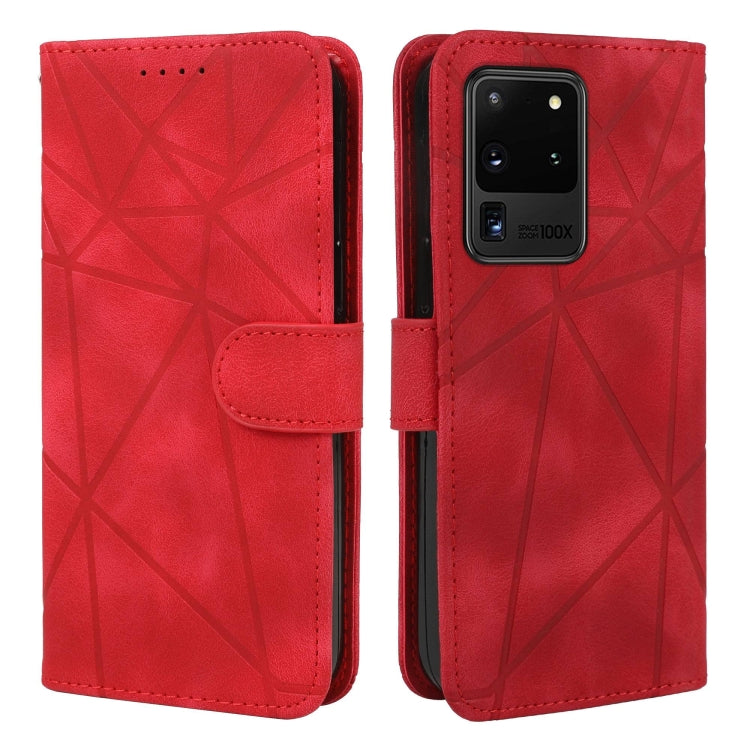 For Samsung Galaxy S20 Ultra Skin Feel Geometric Lines Leather Phone Case