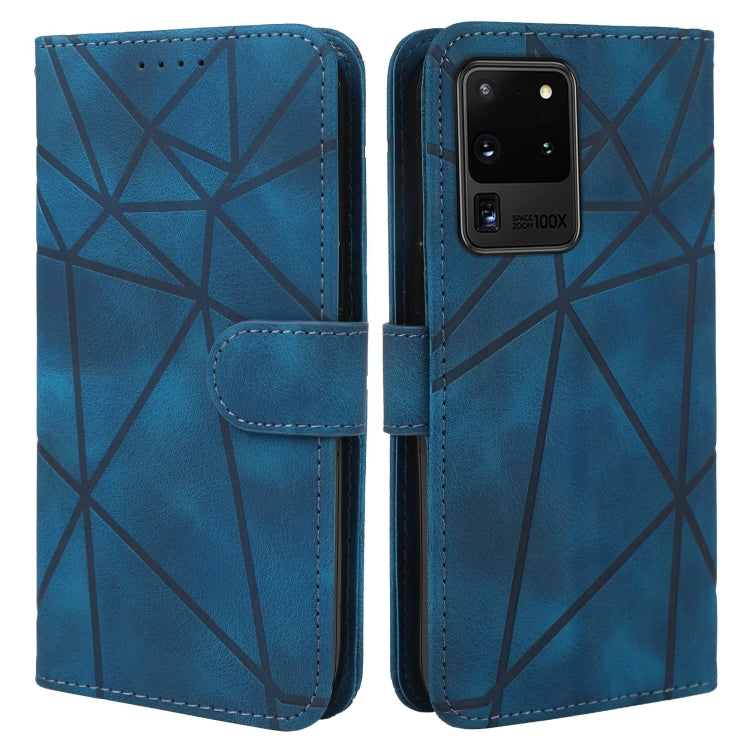 For Samsung Galaxy S20 Ultra Skin Feel Geometric Lines Leather Phone Case