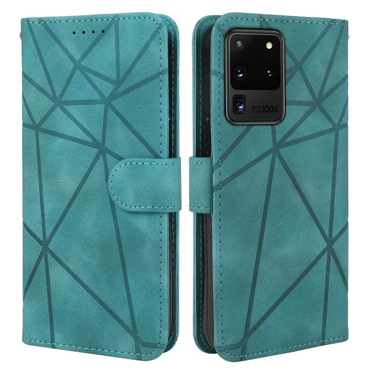 For Samsung Galaxy S20 Ultra Skin Feel Geometric Lines Leather Phone Case