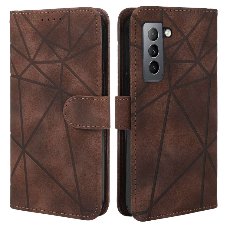 For Samsung Galaxy S21+ 5G Skin Feel Geometric Lines Leather Phone Case