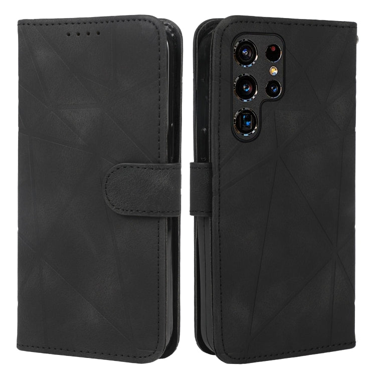 For Samsung Galaxy S22 Ultra 5G Skin Feel Geometric Lines Leather Phone Case