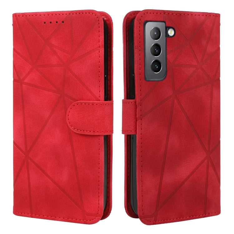 For Samsung Galaxy S22+ 5G Skin Feel Geometric Lines Leather Phone Case