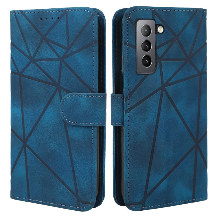 For Samsung Galaxy S22+ 5G Skin Feel Geometric Lines Leather Phone Case
