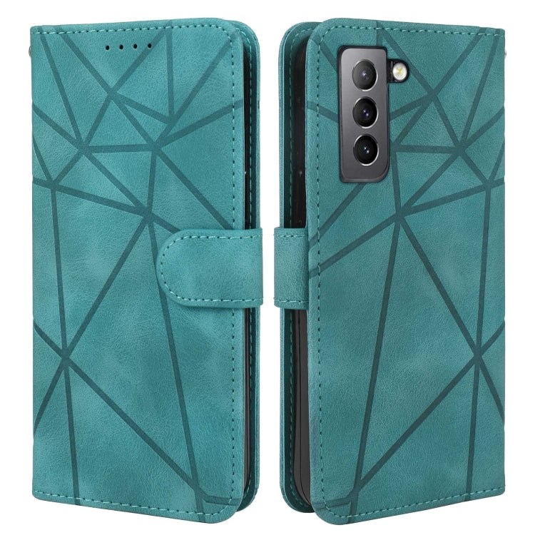For Samsung Galaxy S22+ 5G Skin Feel Geometric Lines Leather Phone Case