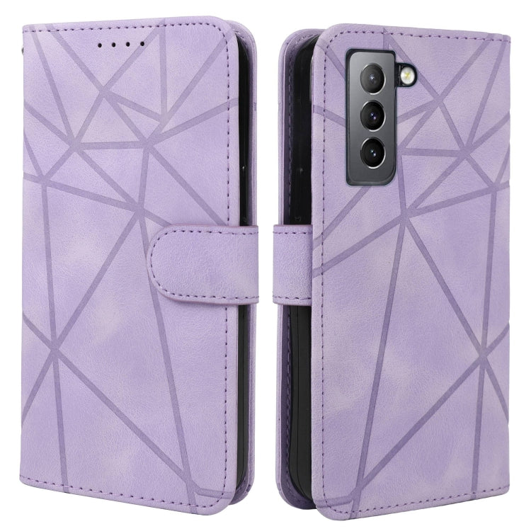 For Samsung Galaxy S22+ 5G Skin Feel Geometric Lines Leather Phone Case