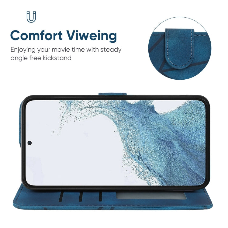 For Samsung Galaxy S23 5G Skin Feel Geometric Lines Leather Phone Case