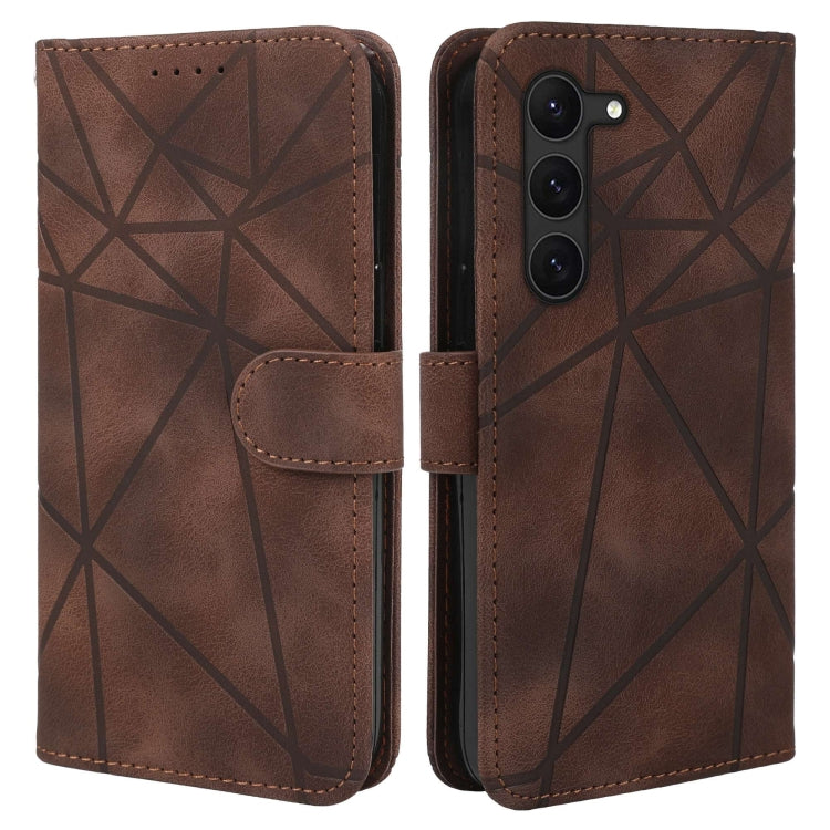 For Samsung Galaxy S23 5G Skin Feel Geometric Lines Leather Phone Case