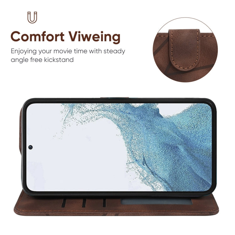 For Samsung Galaxy S23 5G Skin Feel Geometric Lines Leather Phone Case