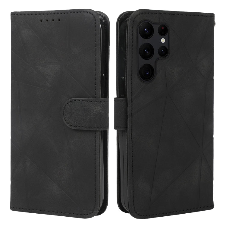 For Samsung Galaxy S23 Ultra 5G Skin Feel Geometric Lines Leather Phone Case