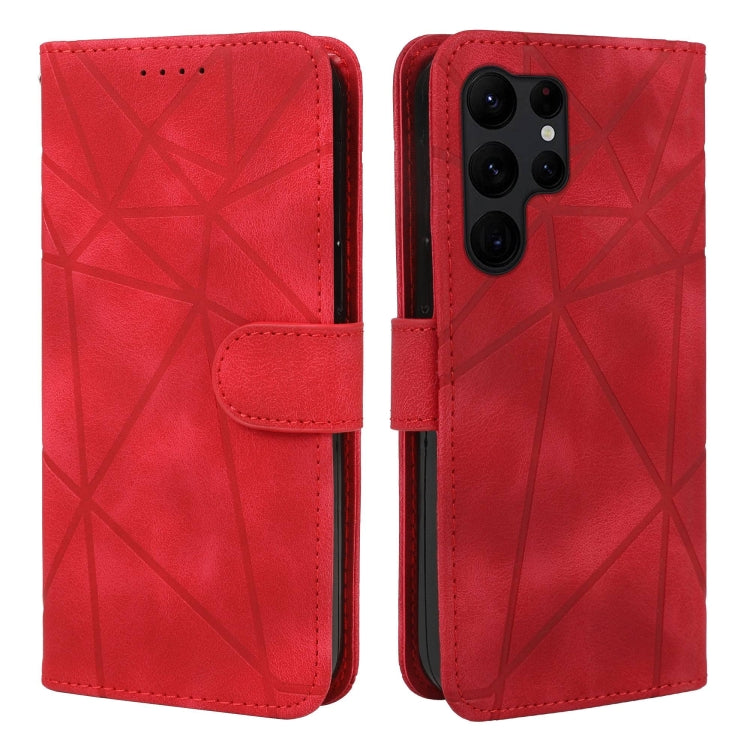 For Samsung Galaxy S23 Ultra 5G Skin Feel Geometric Lines Leather Phone Case