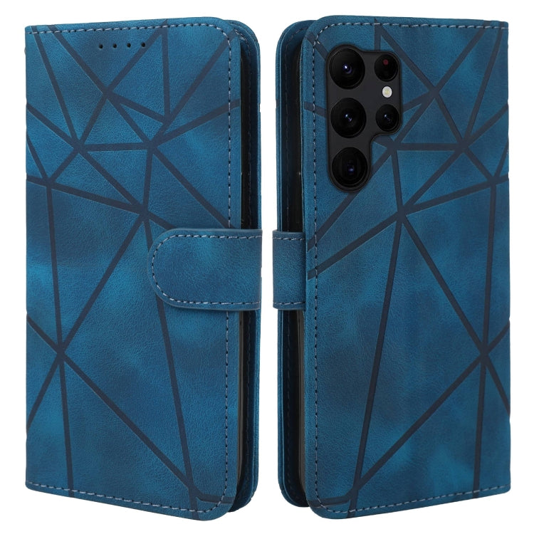 For Samsung Galaxy S23 Ultra 5G Skin Feel Geometric Lines Leather Phone Case