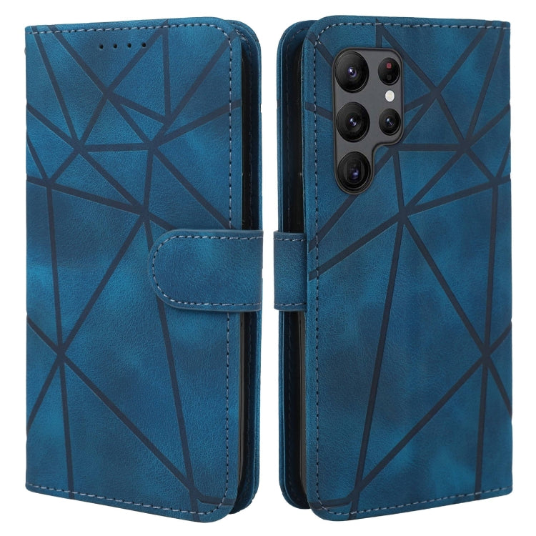 For Samsung Galaxy S24 Ultra 5G Skin Feel Geometric Lines Leather Phone Case