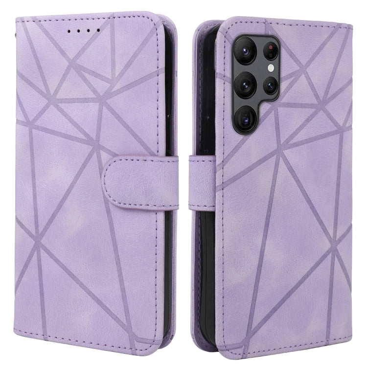 For Samsung Galaxy S24 Ultra 5G Skin Feel Geometric Lines Leather Phone Case