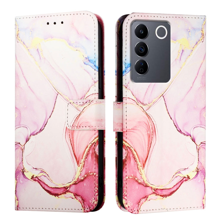 For vivo V27e 4G / T2 4G Global PT003 Marble Pattern Flip Leather Phone Case