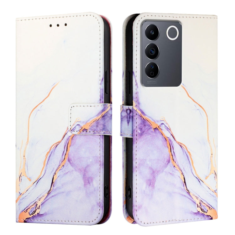 For vivo V27e 4G / T2 4G Global PT003 Marble Pattern Flip Leather Phone Case