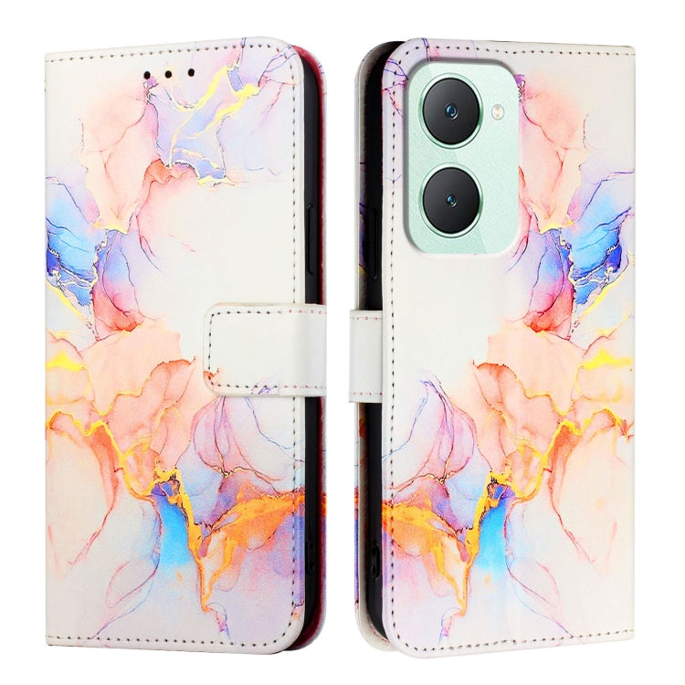 For vivo Y03 4G Global PT003 Marble Pattern Flip Leather Phone Case
