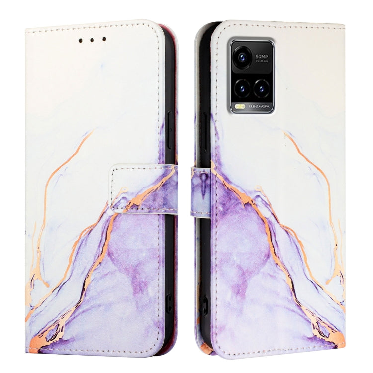 For vivo Y33s 4G Global / Y21 2021 / Y21s PT003 Marble Pattern Flip Leather Phone Case