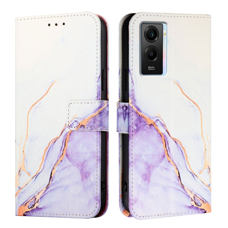 For vivo Y55s 5G 2023 / Y55 5G / Y75 5G PT003 Marble Pattern Flip Leather Phone Case