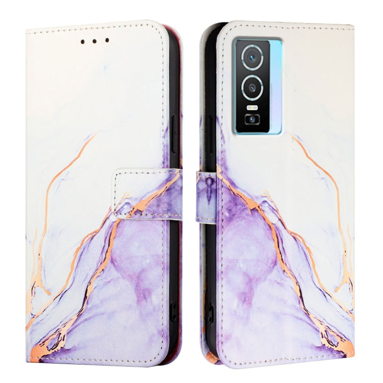 For vivo Y76 5G PT003 Marble Pattern Flip Leather Phone Case