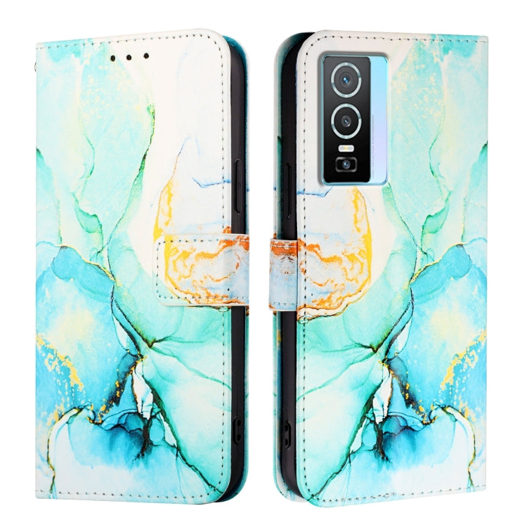 For vivo Y76 5G PT003 Marble Pattern Flip Leather Phone Case