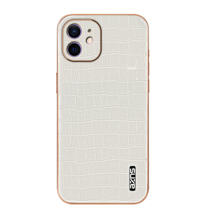 For iPhone 11 AZNS Electroplated Frame Crocodile Texture Full Coverage Phone Case