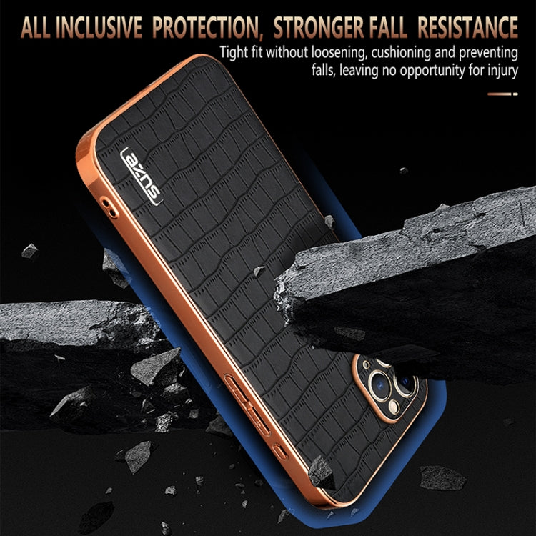 For iPhone 11 Pro AZNS Electroplated Frame Crocodile Texture Full Coverage Phone Case