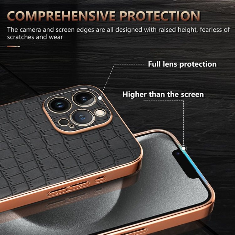 For iPhone 12 Pro Max AZNS Electroplated Frame Crocodile Texture Full Coverage Phone Case