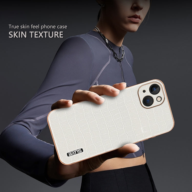 For iPhone 13 AZNS Electroplated Frame Crocodile Texture Full Coverage Phone Case
