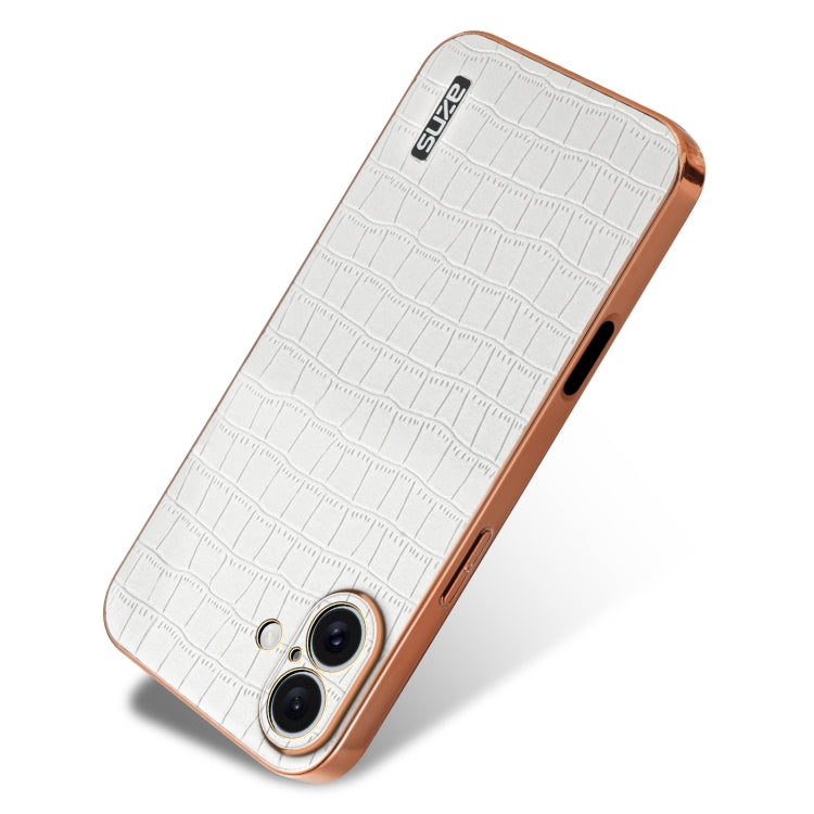 For iPhone 16 AZNS Electroplated Frame Crocodile Texture Full Coverage Phone Case