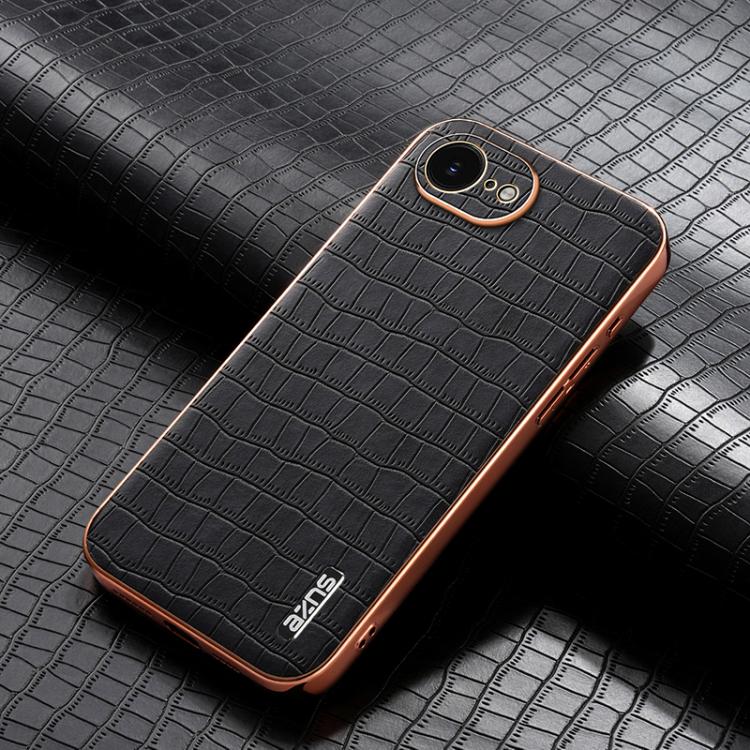 For iPhone 17e / 16e AZNS Electroplated Frame Crocodile Texture Full Coverage Phone Case