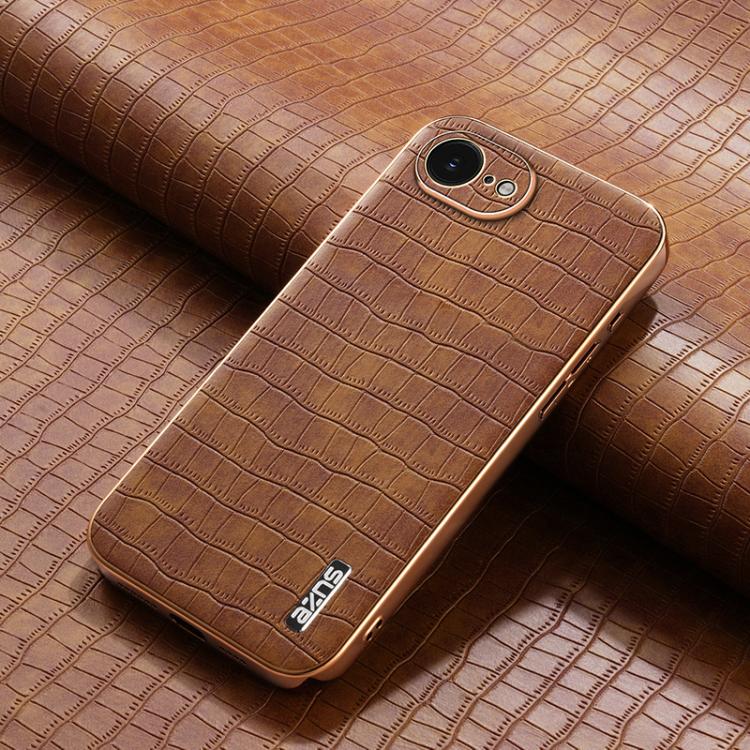 For iPhone 17e / 16e AZNS Electroplated Frame Crocodile Texture Full Coverage Phone Case
