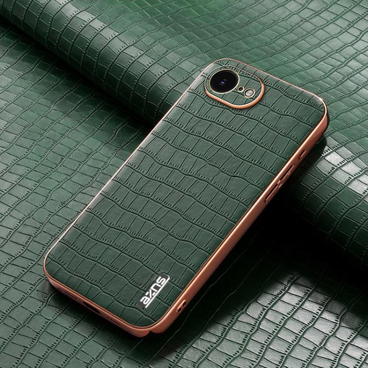 For iPhone 17e / 16e AZNS Electroplated Frame Crocodile Texture Full Coverage Phone Case