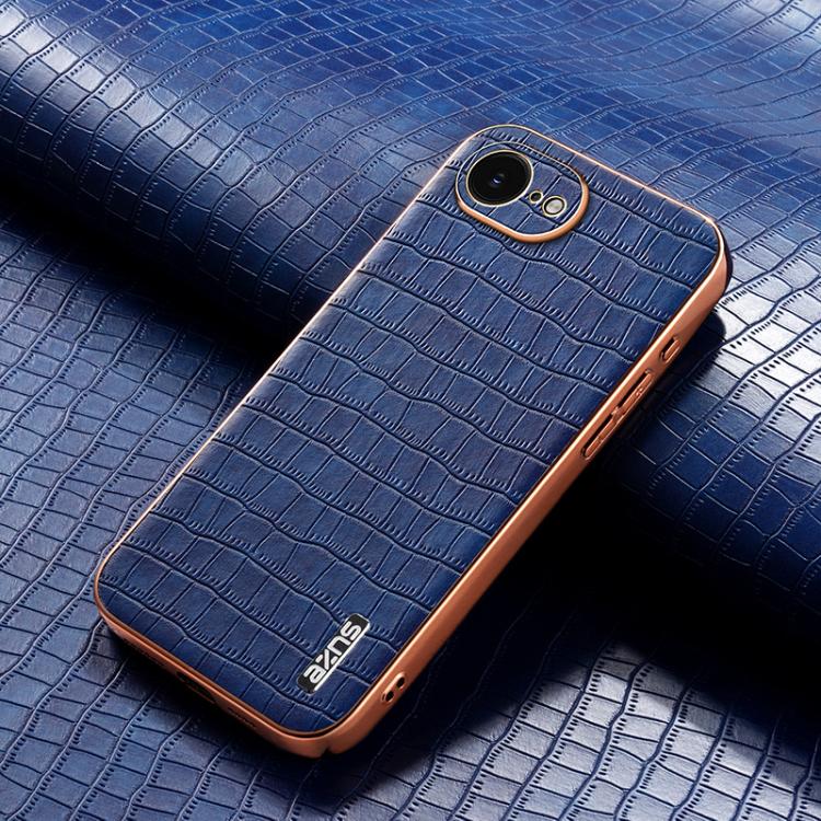 For iPhone 17e / 16e AZNS Electroplated Frame Crocodile Texture Full Coverage Phone Case