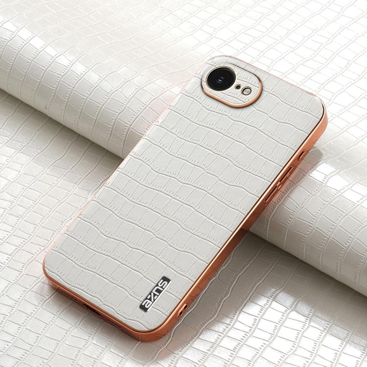 For iPhone 17e / 16e AZNS Electroplated Frame Crocodile Texture Full Coverage Phone Case