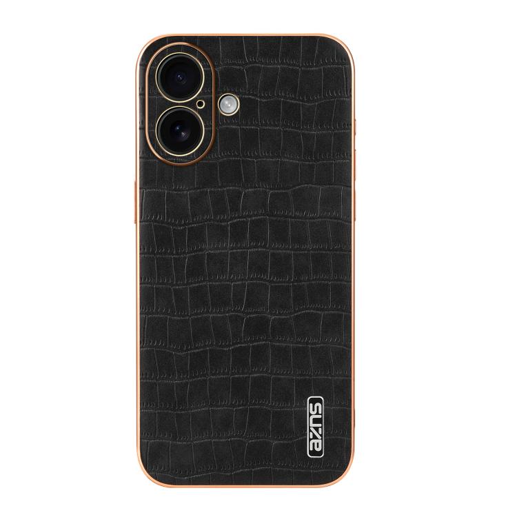 For iPhone 17 AZNS Electroplated Frame Crocodile Texture Full Coverage Phone Case