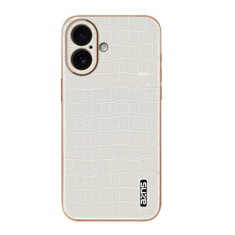 For iPhone 17 AZNS Electroplated Frame Crocodile Texture Full Coverage Phone Case
