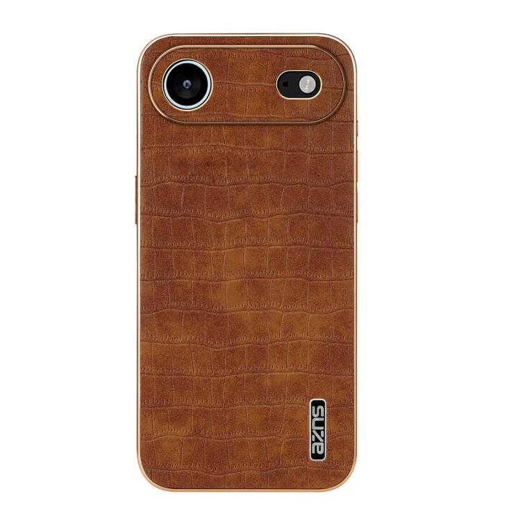 For iPhone Air AZNS Electroplated Frame Crocodile Texture Full Coverage Phone Case