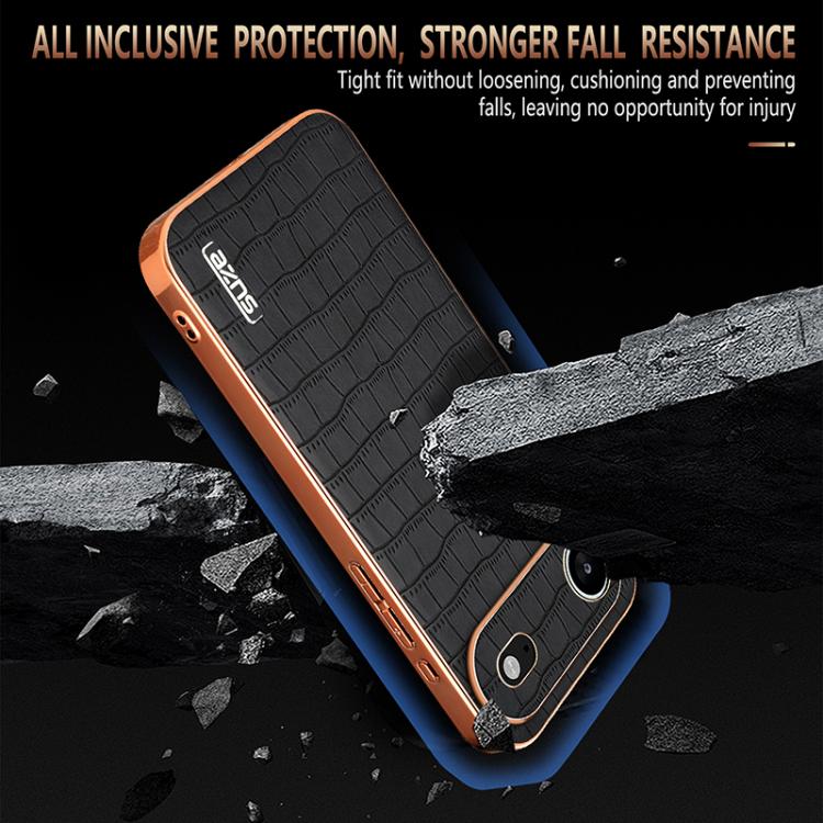 For iPhone Air AZNS Electroplated Frame Crocodile Texture Full Coverage Phone Case