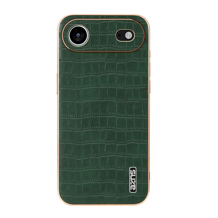 For iPhone Air AZNS Electroplated Frame Crocodile Texture Full Coverage Phone Case