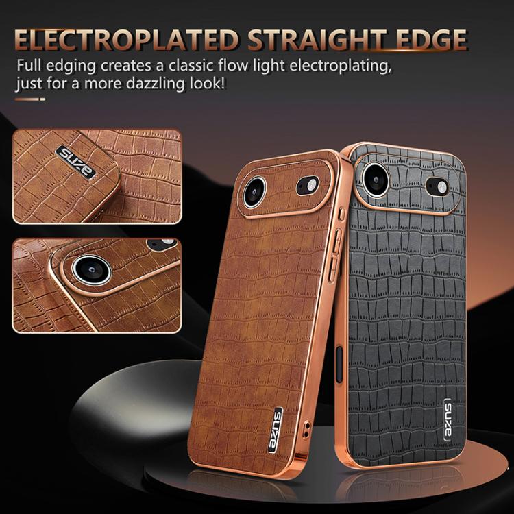 For iPhone Air AZNS Electroplated Frame Crocodile Texture Full Coverage Phone Case