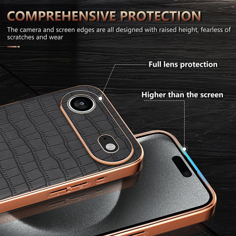 For iPhone Air AZNS Electroplated Frame Crocodile Texture Full Coverage Phone Case