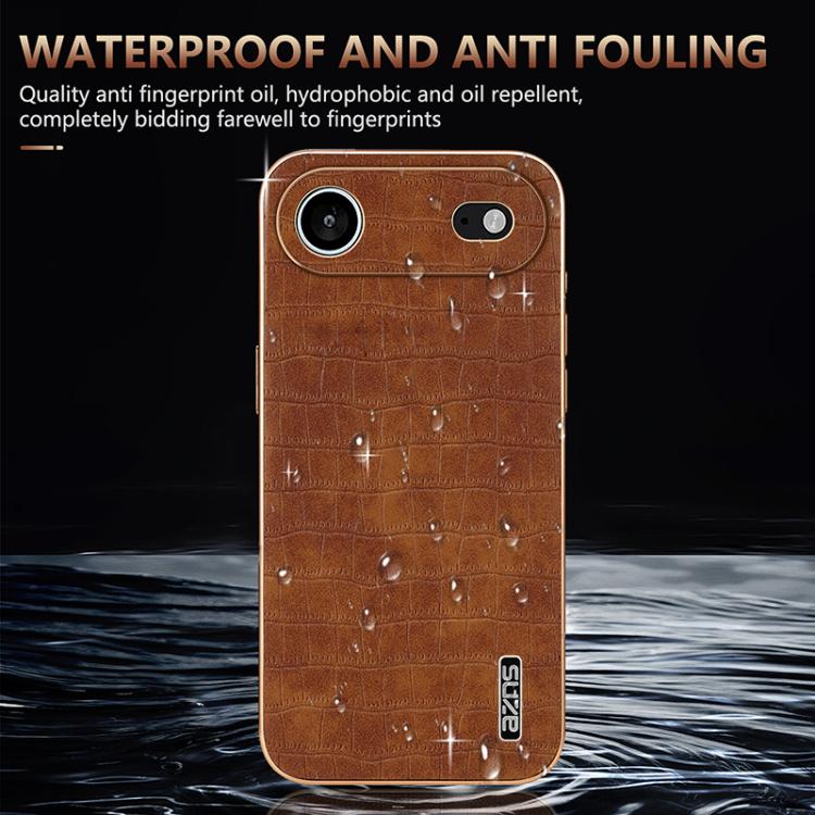 For iPhone Air AZNS Electroplated Frame Crocodile Texture Full Coverage Phone Case