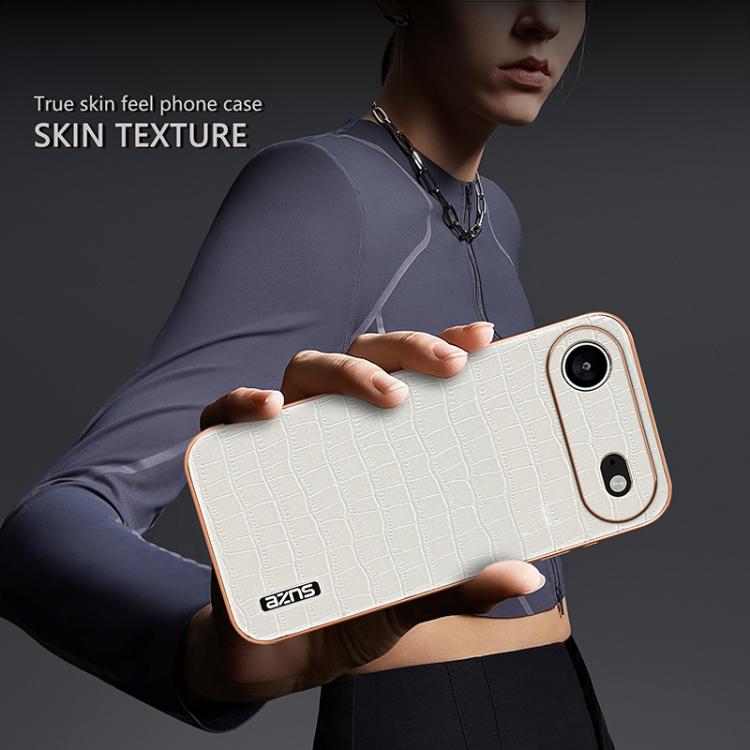 For iPhone Air AZNS Electroplated Frame Crocodile Texture Full Coverage Phone Case