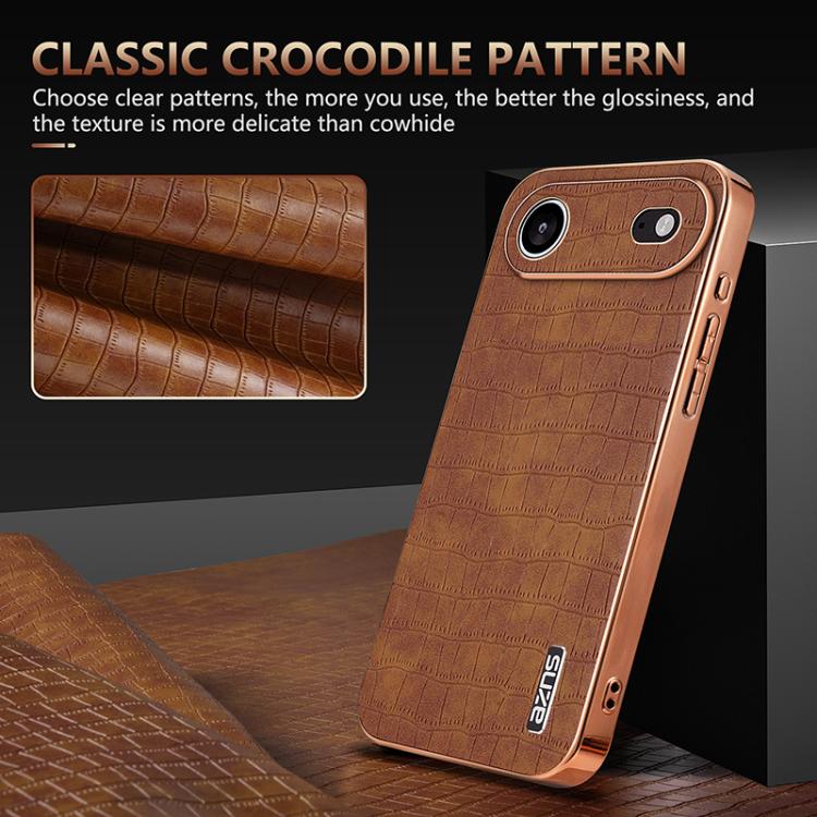 For iPhone Air AZNS Electroplated Frame Crocodile Texture Full Coverage Phone Case