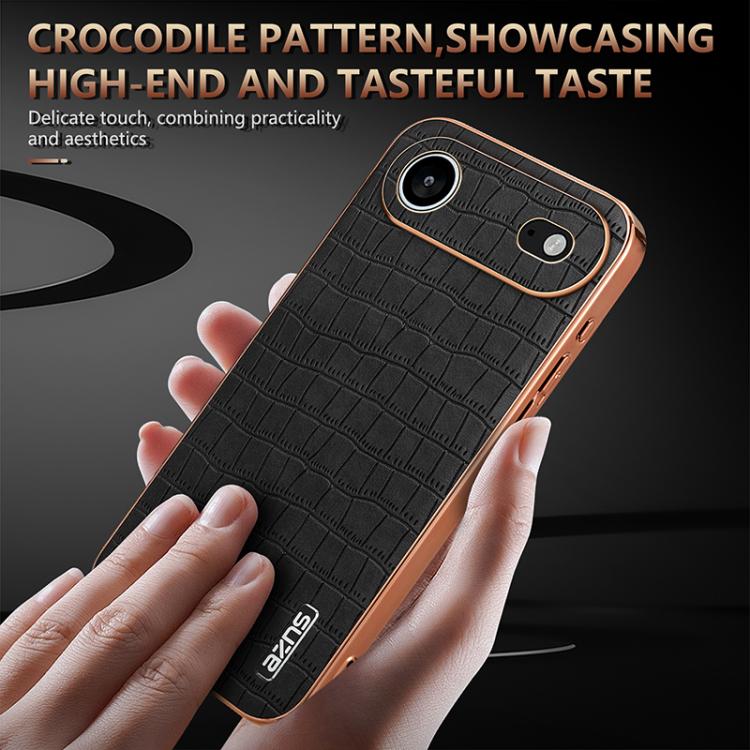 For iPhone Air AZNS Electroplated Frame Crocodile Texture Full Coverage Phone Case