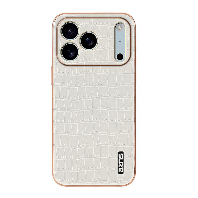 For iPhone 17 Pro AZNS Electroplated Frame Crocodile Texture Full Coverage Phone Case
